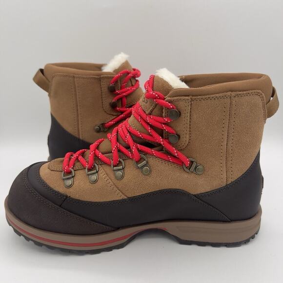 UGG Womens Brecken Lace Up Waterproof Suede Boots Chestnut Shearling 1158221 S.8 - Picture 2 of 9